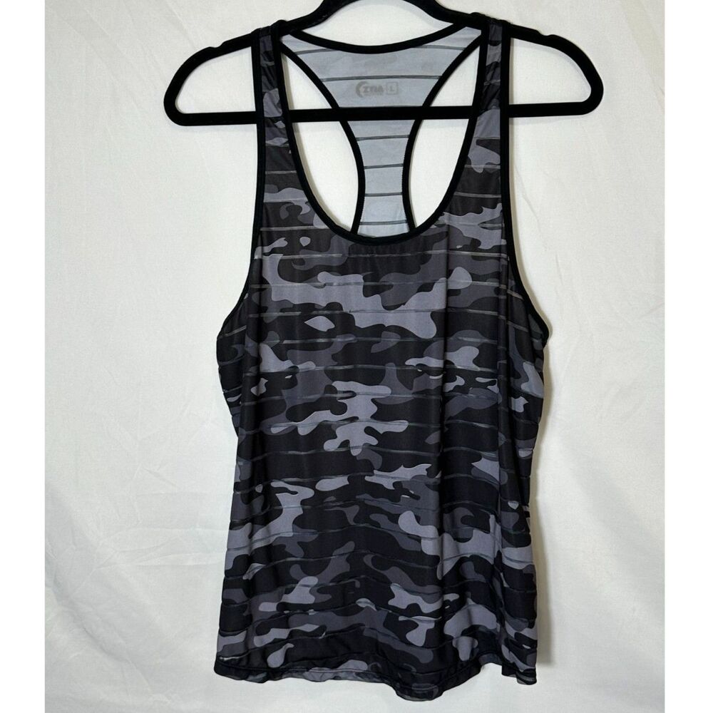 Zyia Active Havana Black Camo Athletic Racerback Tank Size L